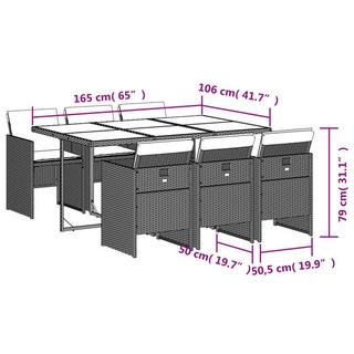 VidaXL Ensemble de salle à manger de jardin rotin synthétique  