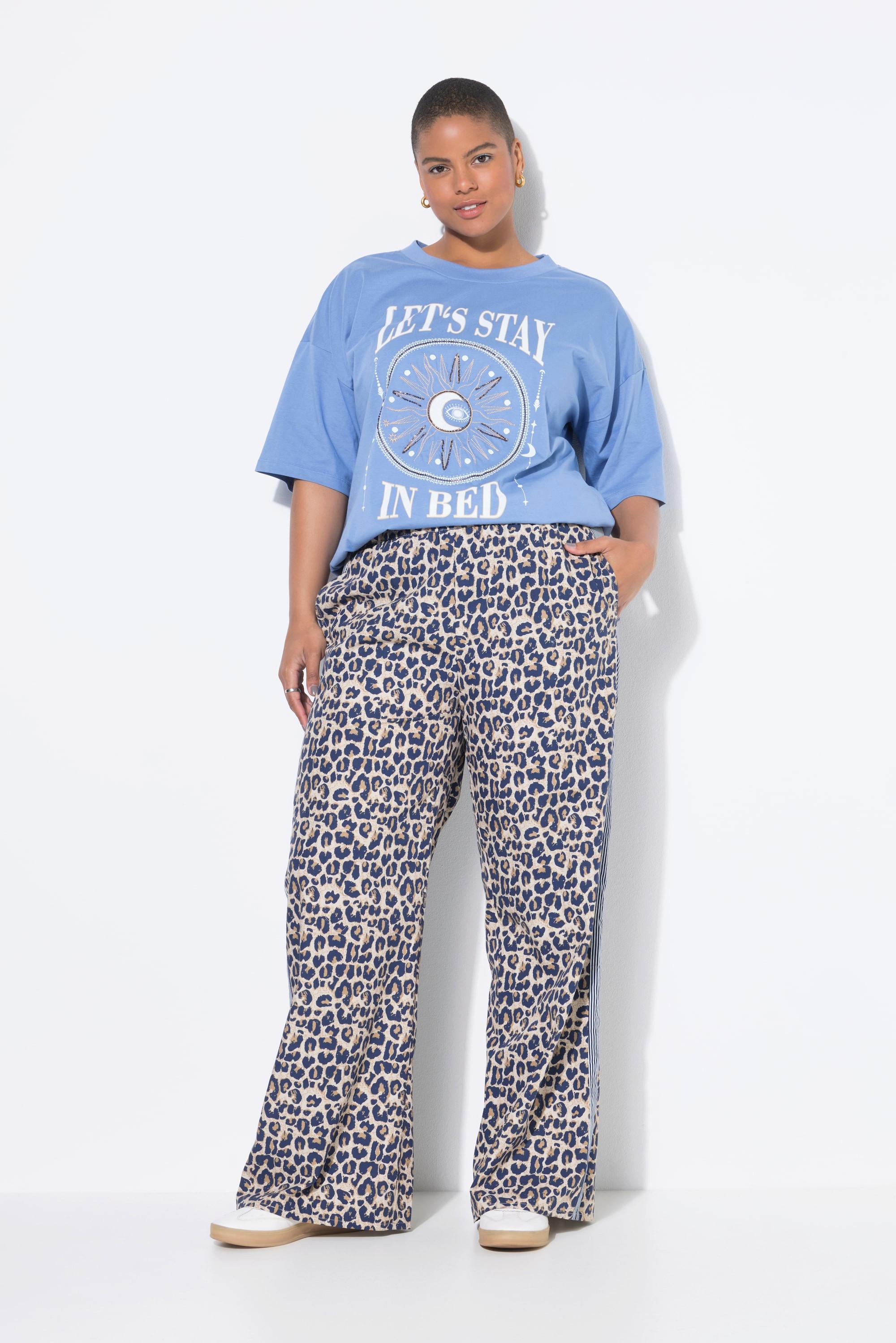 Studio Untold Pantalon Crêpe Imprimé Léopard Wide Legs Bande Fantaisie  