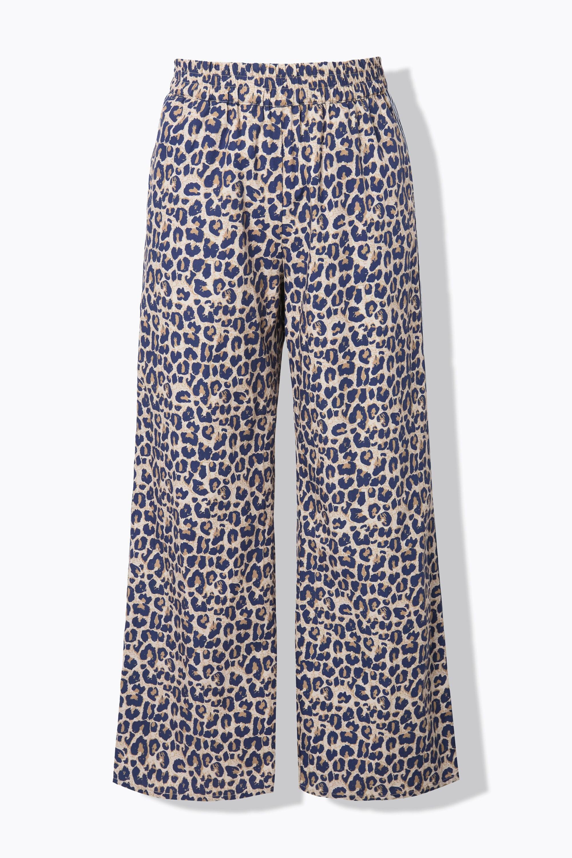 Studio Untold Pantalon Crêpe Imprimé Léopard Wide Legs Bande Fantaisie  