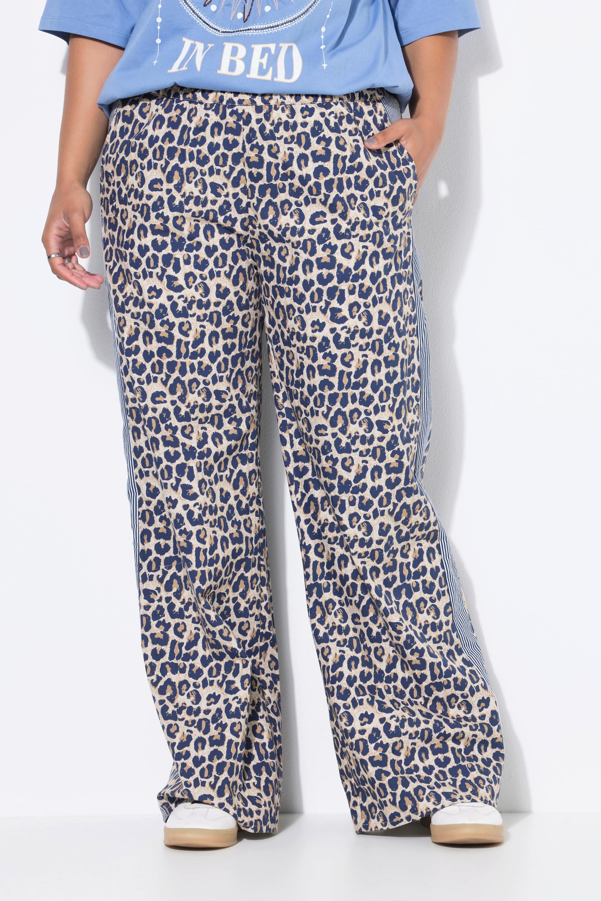 Studio Untold Pantalon Crêpe Imprimé Léopard Wide Legs Bande Fantaisie  