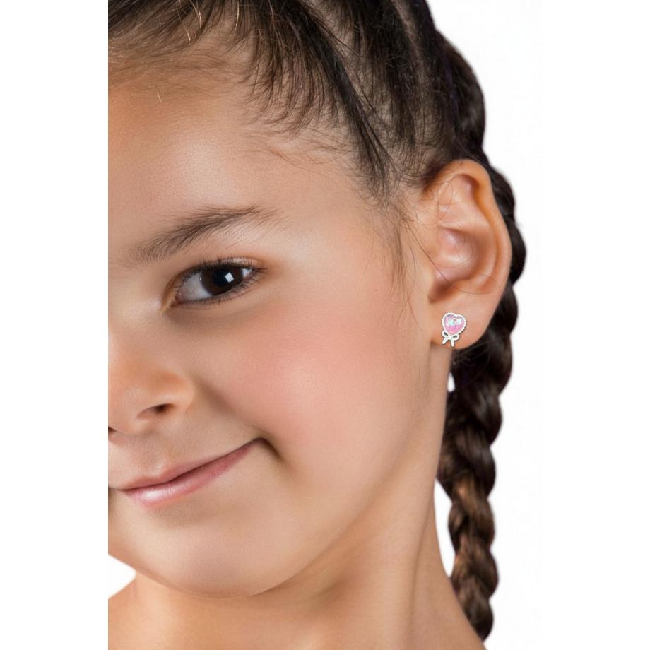 Maxte  Ohrstecker Herz mit Imitiertem Opal 