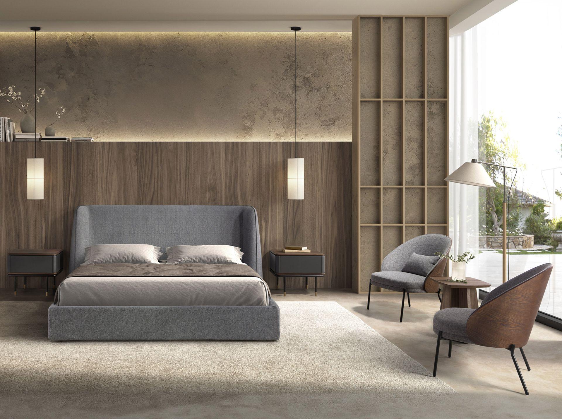 ANGEL CERDA Bett aus dunkelgrauem Stoff  