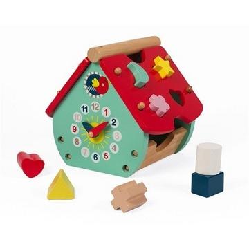 Baby Forest Formen-Steckspiel aus Holz, Haus, Bausteine, frühes Alter und Lernspielzeug, zum Erlernen von Farben und feinmotorischen Fähigkeiten, ab 18 Monaten, J08008