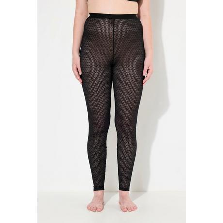 Ulla Popken  Leggings con pizzo a diamante ed effetto velato 