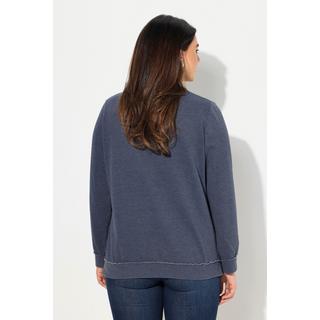 Ulla Popken  Sweat-Pullover, Schriftzug, V-Ausschnitt, Langarm 