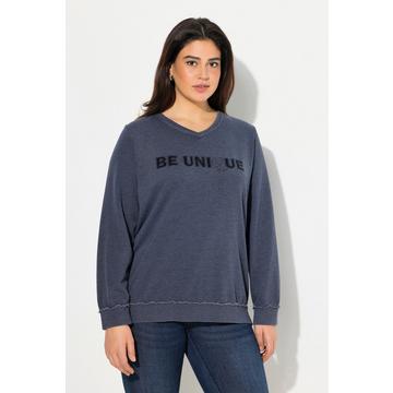 Sweat-Pullover, Schriftzug, V-Ausschnitt, Langarm