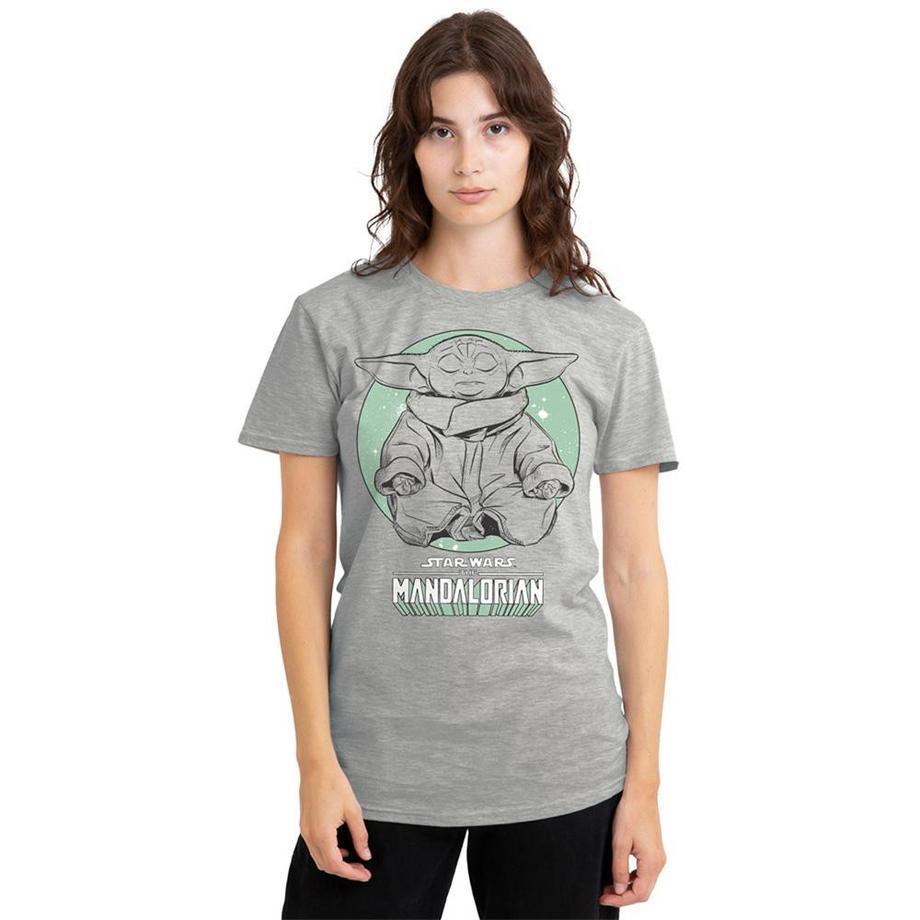 STAR WARS T-Shirt Relaxing con Stampa Grogu in Posa Yoga  