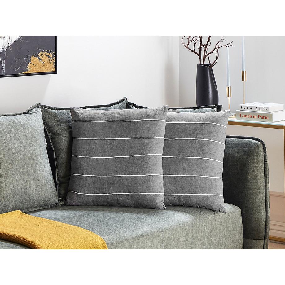 Beliani Lot de 2 coussins décoratifs en Lin  MILAS  