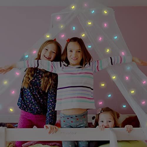 Activity-board Betthimmel mit vorgeklebten leuchtenden Einhörner - Prinzessinen Moskitonetz für Mädchen  
