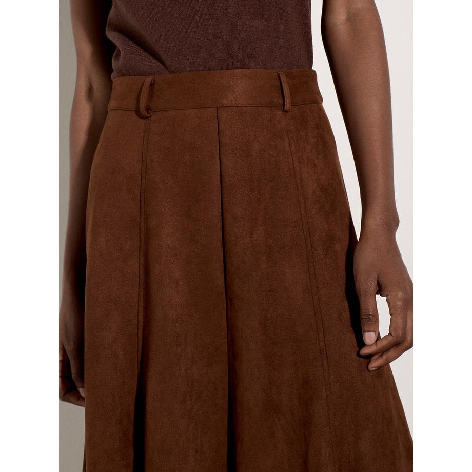 APRICOT Jupe midi évasée en simili-daim  