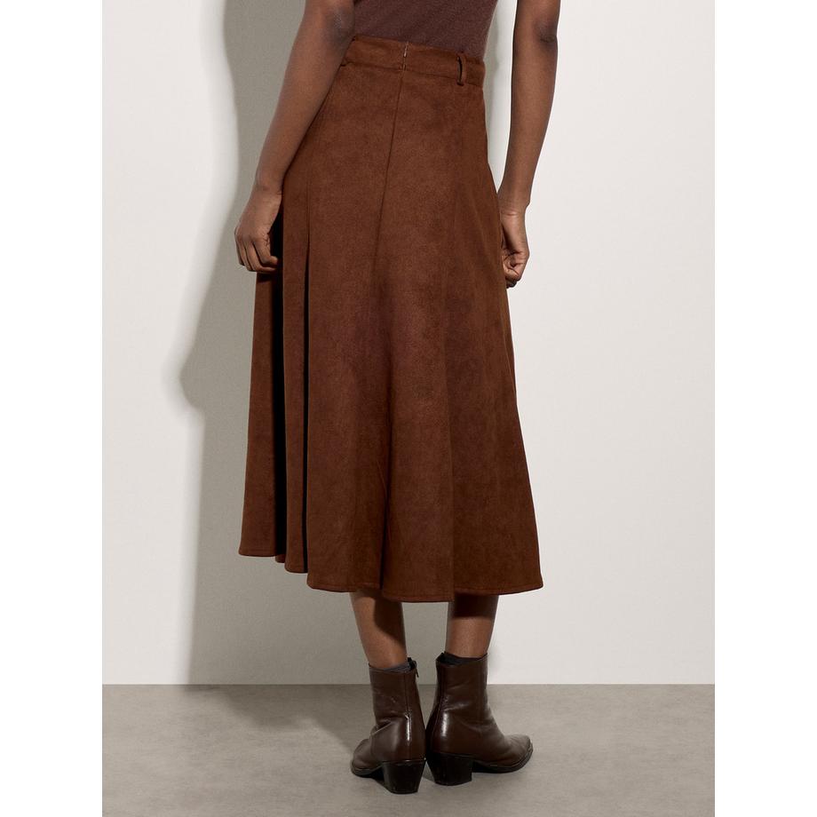 APRICOT Jupe midi évasée en simili-daim  