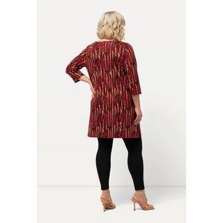 Ulla Popken  Maglia lunga con scollo a girocollo, maniche a 3/4 e fantasia batik 