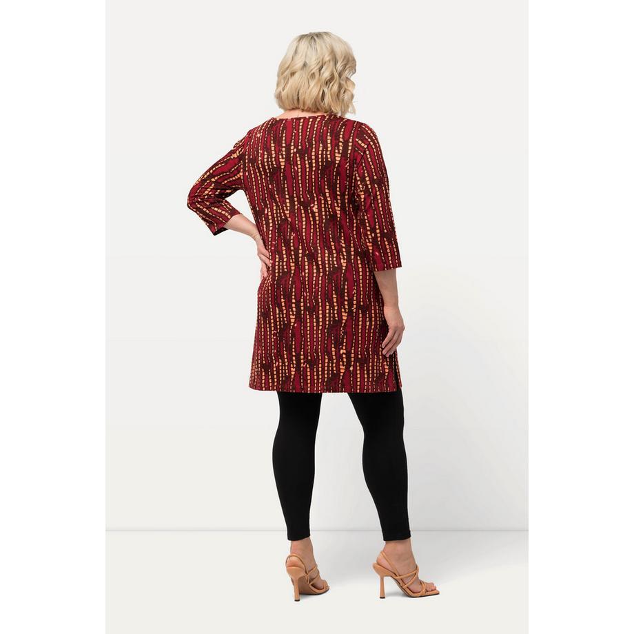 Ulla Popken Longshirt Batikmuster Rundhals 3/4-Arm  