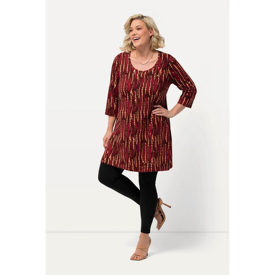 Ulla Popken Longshirt Batikmuster Rundhals 3/4-Arm  