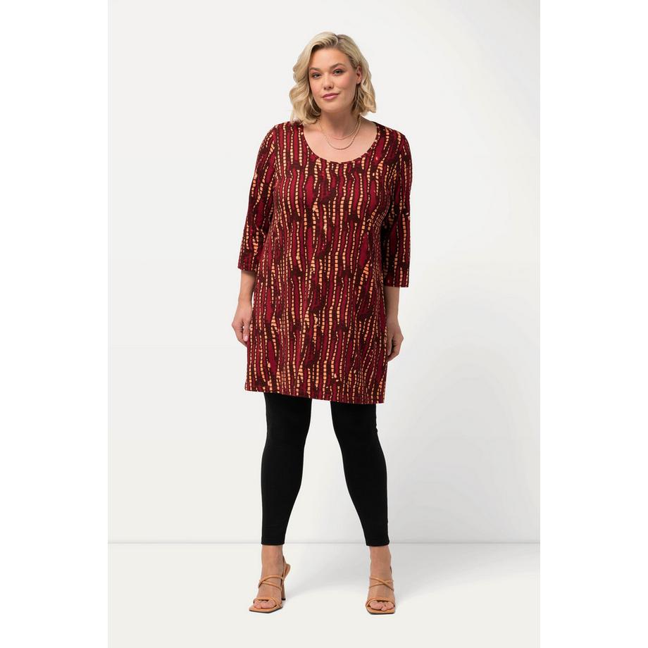 Ulla Popken Longshirt Batikmuster Rundhals 3/4-Arm  