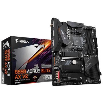 B550 AORUS ELITE AX V2 Scheda madre - CPU AMD Ryzen 5000, VRM a 12+2 fasi, fino a 4733 MHz DDR4, 1xPCIe 4.0 + 1xPCIe 3.0 M.2, Wi-Fi 6E, LAN 2.5GbE, USB 3.2 Gen 2