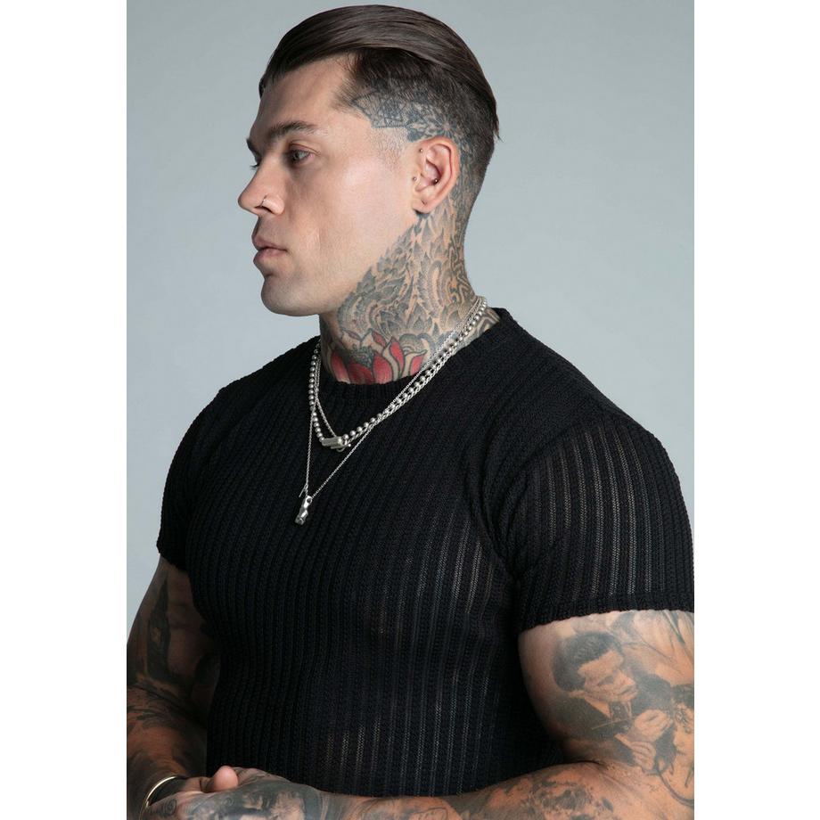 Sik Silk T-Shirt Textured Muscle Fit  