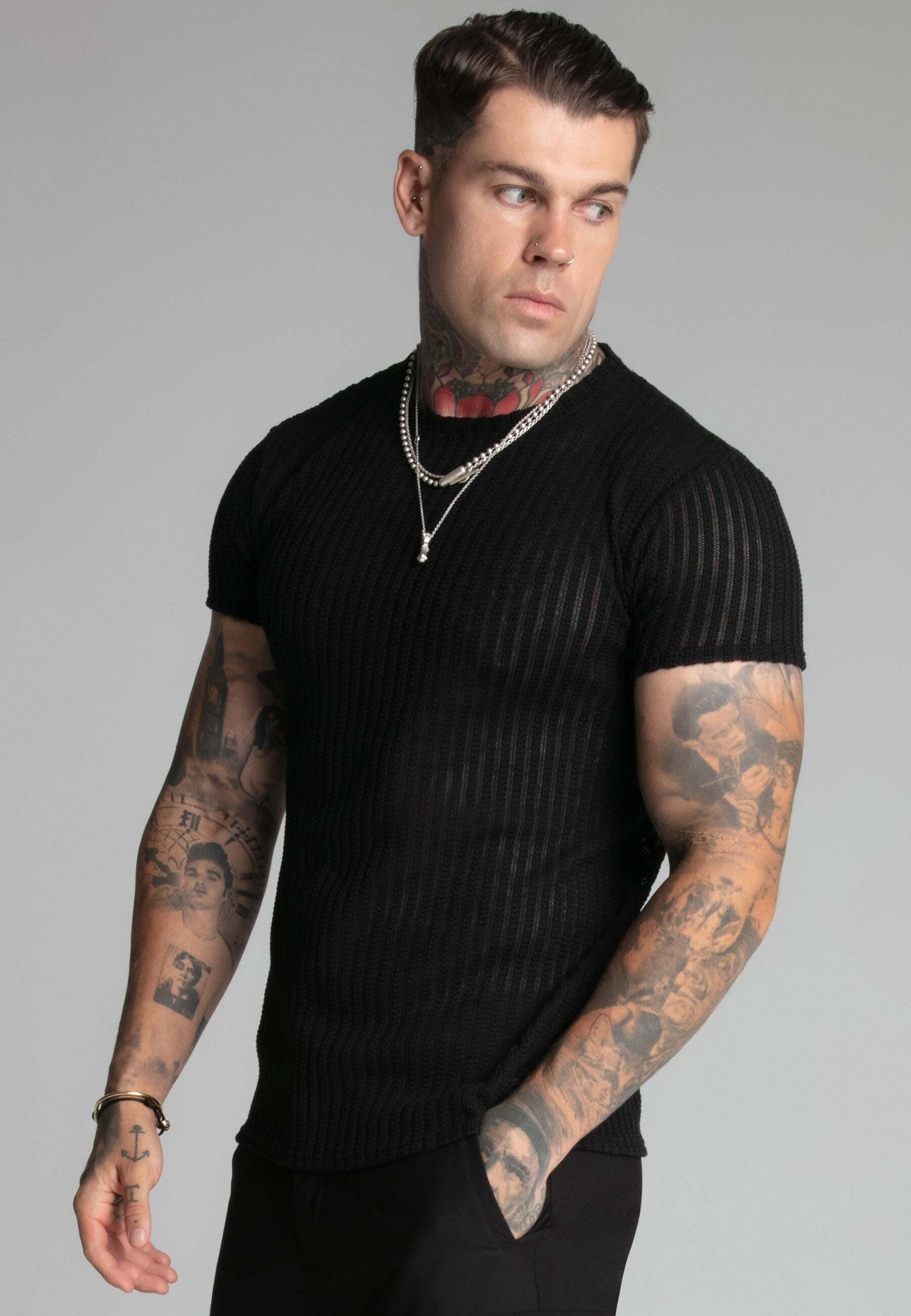 Sik Silk T-Shirt Textured Muscle Fit  