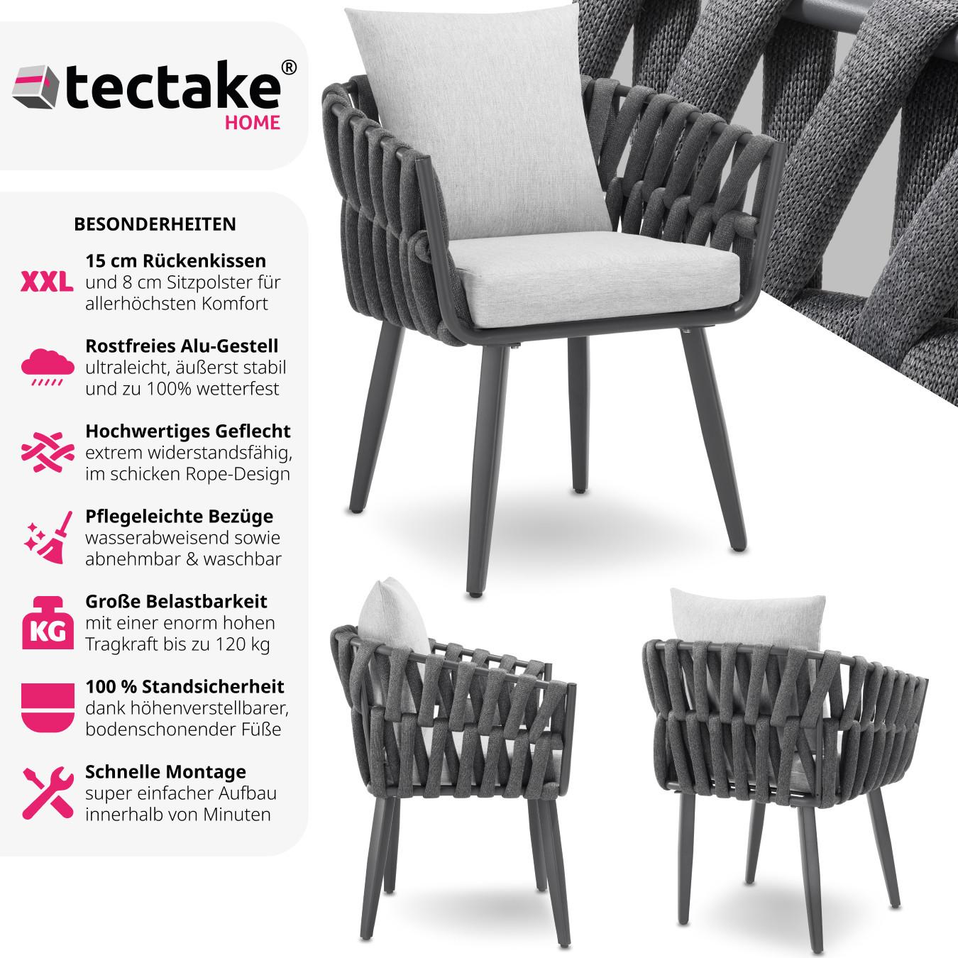 Tectake Stuhl Lugano im Rope-Design mit Aluminiumgestell  