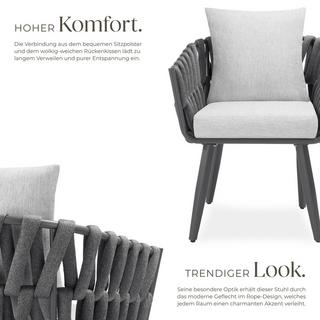 Tectake Stuhl Lugano mit Aluminiumgestell wetterfest und UV-beständig  