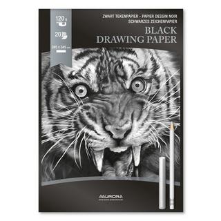 Aurora AURORA Zeichenblock 24,5X34,5cm BL3 schwarz, 120g 20 Blatt  