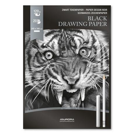 Aurora AURORA Zeichenblock 24,5X34,5cm BL3 schwarz, 120g 20 Blatt  