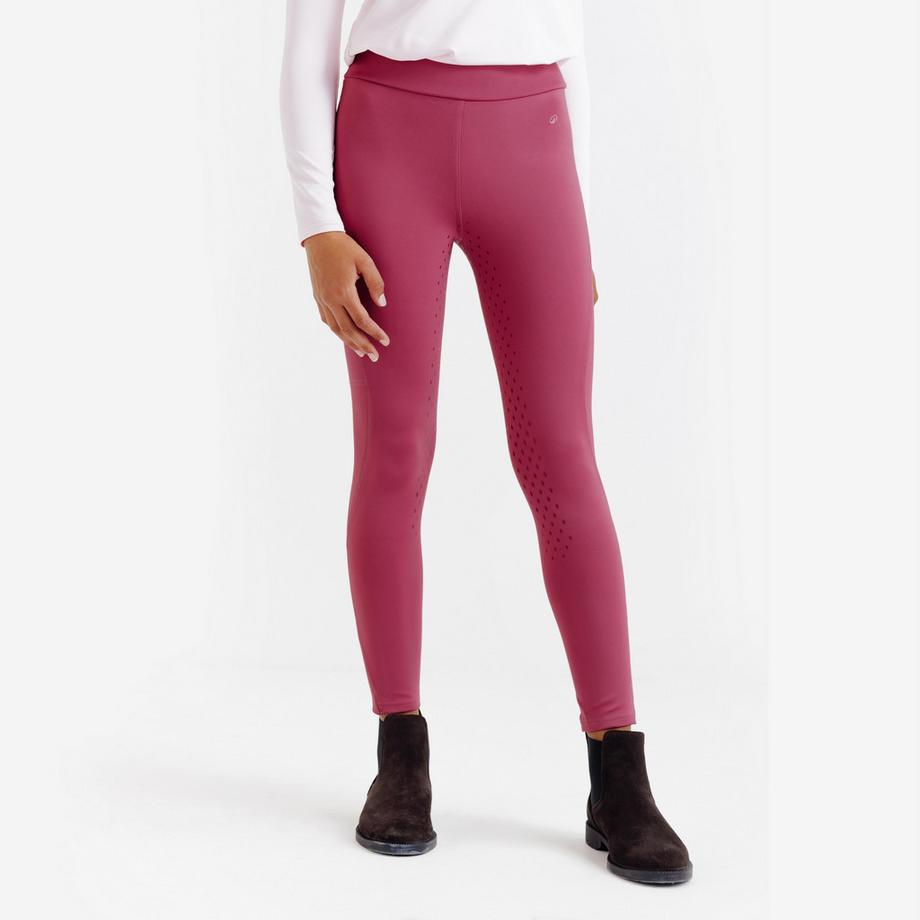 Reitleggings Full Grip Kinder - 500 Litchi rosa