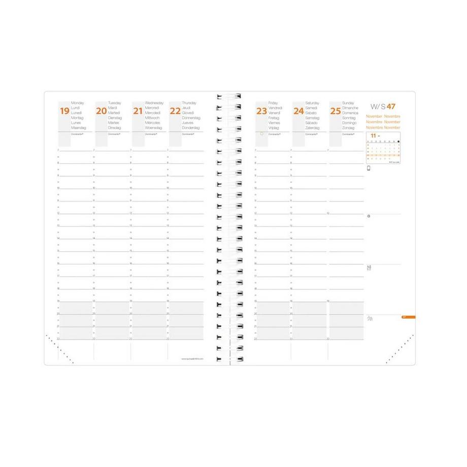 QUO-VADIS Quo Vadis - Agenda - Spiralé - 2025 - Time & Life Large - Semainier Planning - Multilingue - Beige - 13 mois de décembre à déc embre - 16x24 cm - Papier Clairefontaine blanc - Fabrication française  