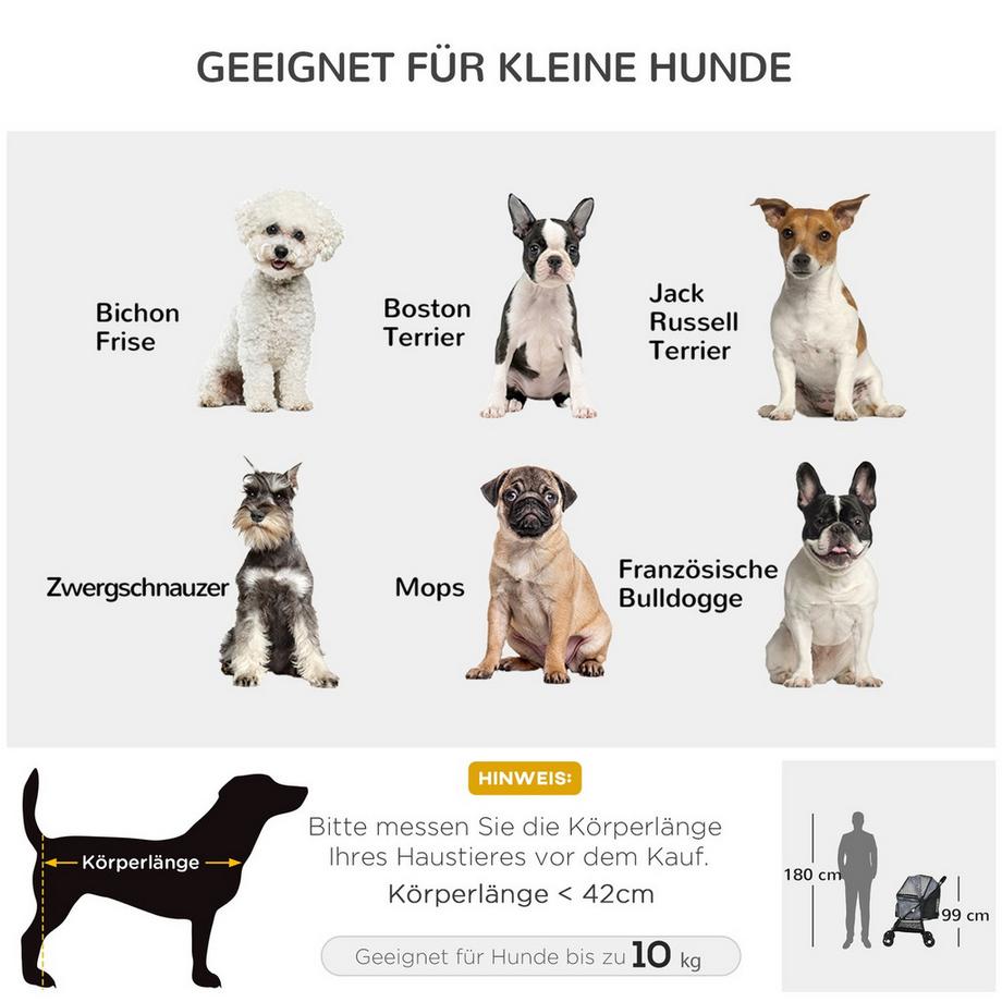 Northio  Hundewagen, Faltbarer Hundebuggy, Hundetrolley Mit Kissen, Katzenbuggy, Katzenwagen Mit 4 Rädern, Netzfenster, Stauraum，Oxfordstoff, Schwarz 