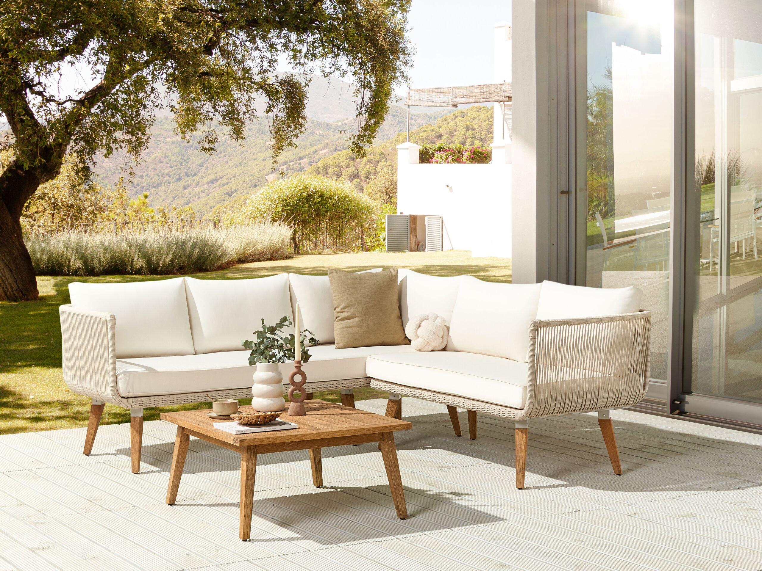 Beliani Set lounge pour jardin en Acacia Moderne ALCAMO  