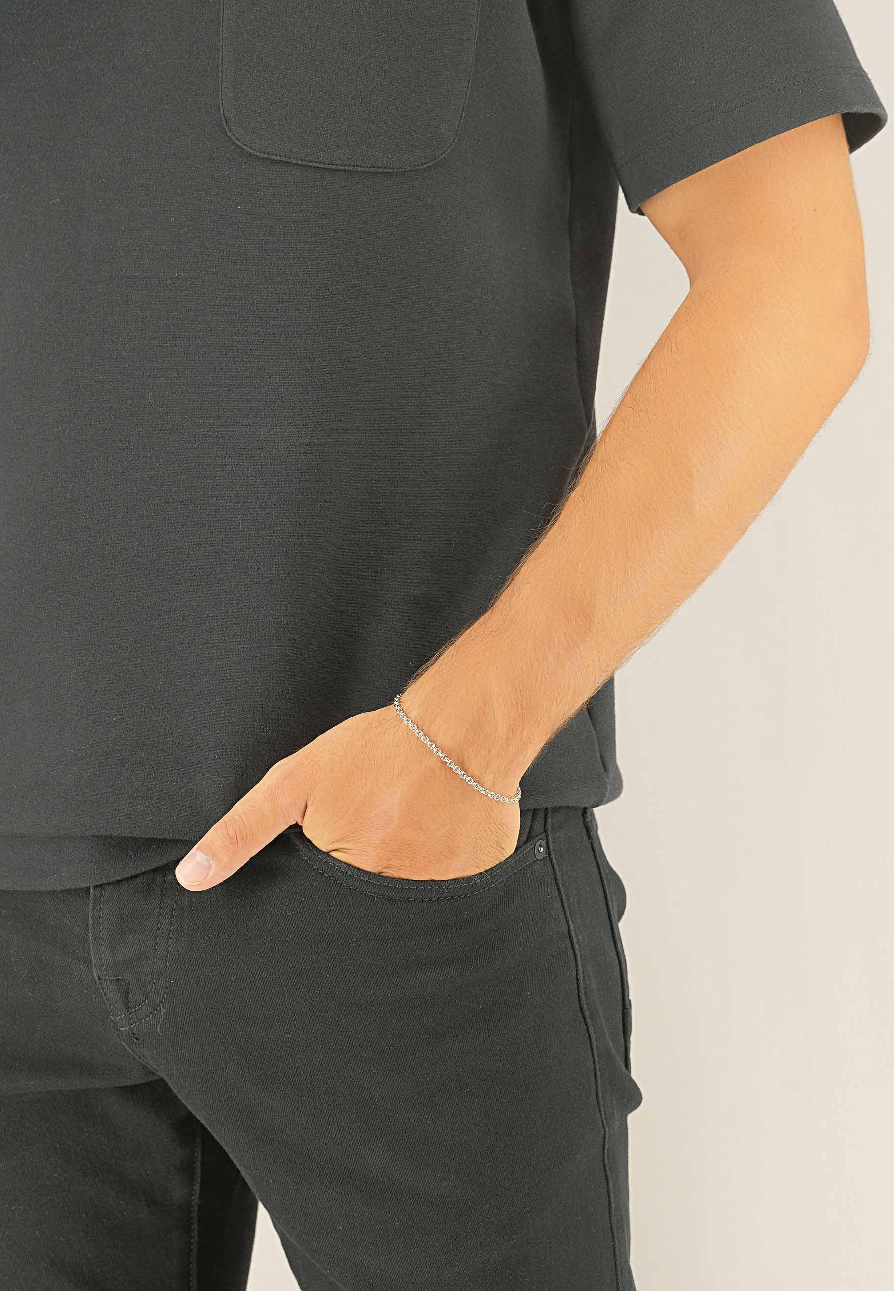 MUAU Schmuck  Bracelet rond d'forçat en or blanc 750, 3,1mm, 19cm 