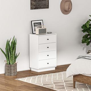 Northio Commode, buffet avec 4 tiroirs, armoire en bois, armoire de rangement de style moderne, armoire à tiroirs, commode, armoire pour salon, chambre à coucher, couloir, 47 x 29 x 75 cm, blanc  