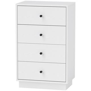 Northio Commode, buffet avec 4 tiroirs, armoire en bois, armoire de rangement de style moderne, armoire à tiroirs, commode, armoire pour salon, chambre à coucher, couloir, 47 x 29 x 75 cm, blanc  