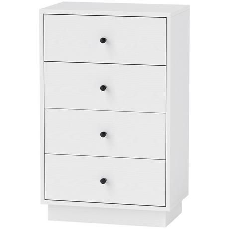 Northio Commode, buffet avec 4 tiroirs, armoire en bois, armoire de rangement de style moderne, armoire à tiroirs, commode, armoire pour salon, chambre à coucher, couloir, 47 x 29 x 75 cm, blanc  