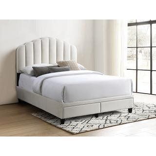 Vente-unique Letto 160 x 200 cm con cassetti Velluto Avorio  - ILISIO  