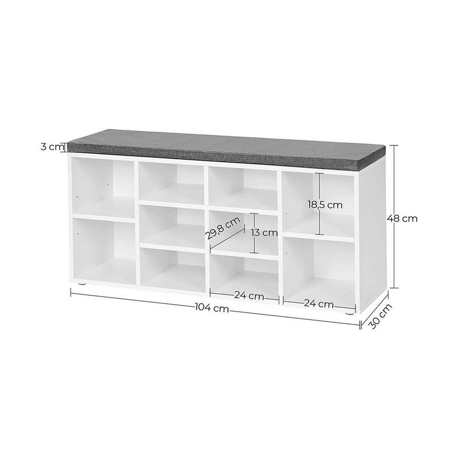 Calicosy Panca per scarpe bianca con cuscino di seduta - L104 cm  
