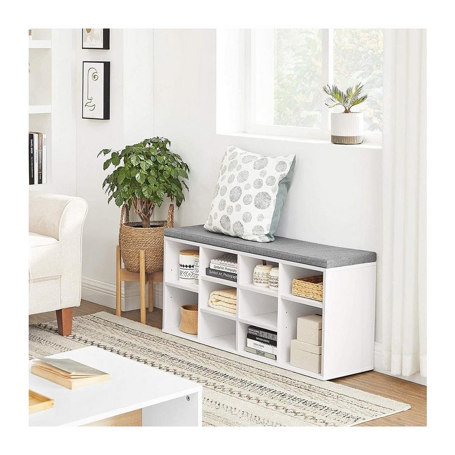 Calicosy Panca per scarpe bianca con cuscino di seduta - L104 cm  