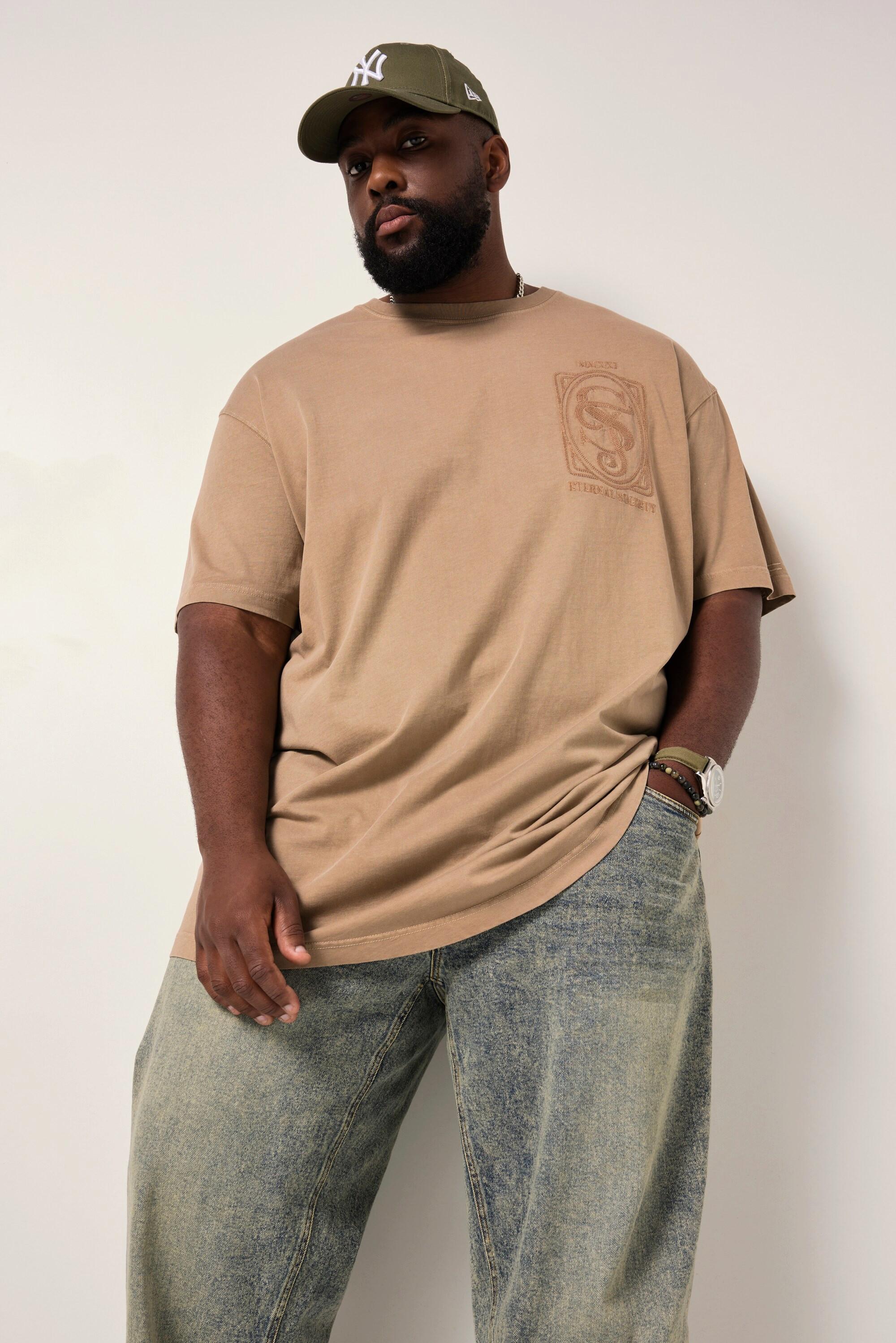 Sthuge Oversized Halbarm T-Shirt mit Brustprint  