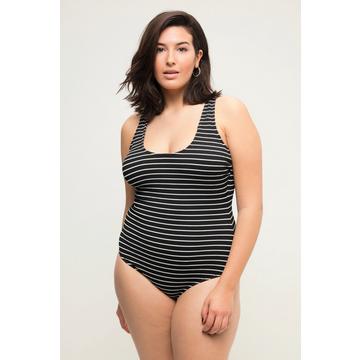 Maillot de bain à rayures avec bonnets souples, tissu côtelé