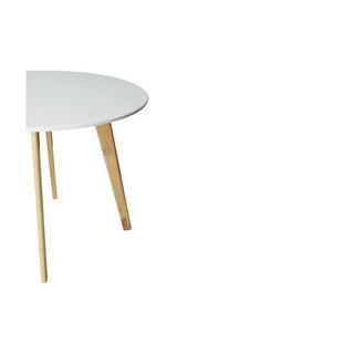 Vente-unique Table ronde COLETTE 4 cous Hévéa massif MDF  