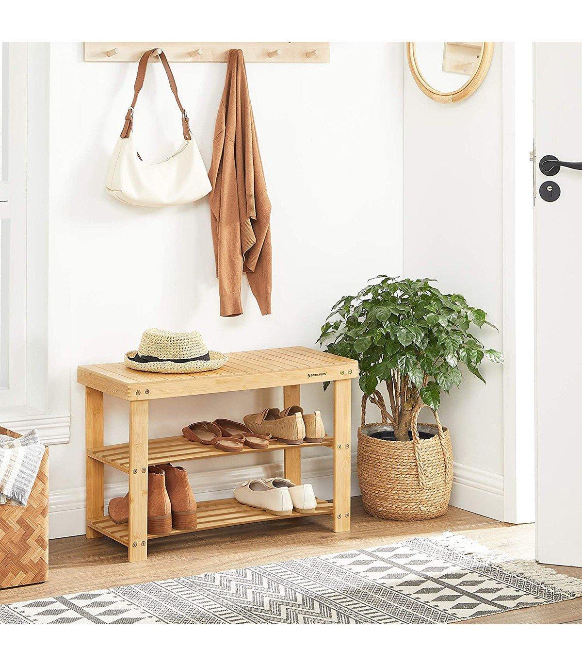 Calicosy Robuste Schuhbank aus Bambus – belastbar bis zu 120 kg  