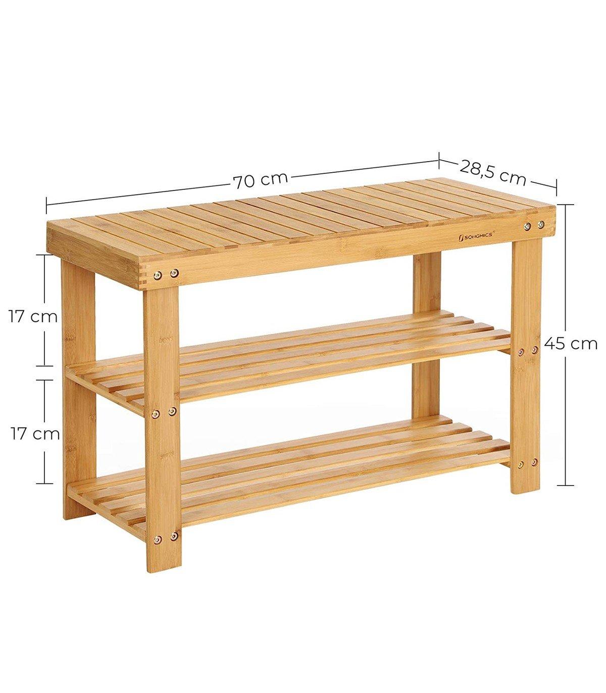 Calicosy Robuste Schuhbank aus Bambus – belastbar bis zu 120 kg  
