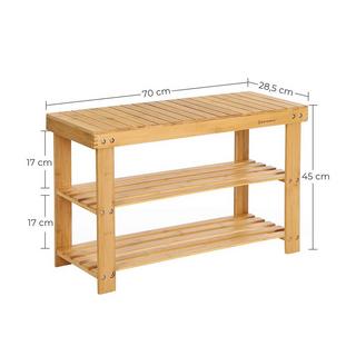 Calicosy Robuste Schuhbank aus Bambus – belastbar bis zu 120 kg  