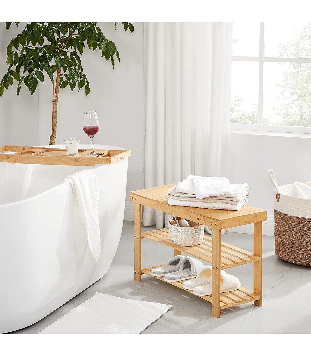 Calicosy Robuste Schuhbank aus Bambus – belastbar bis zu 120 kg  