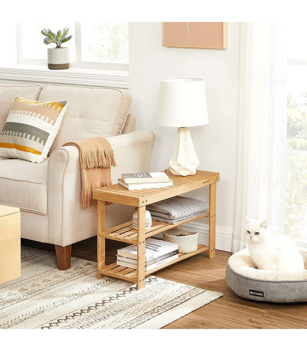 Calicosy Robuste Schuhbank aus Bambus – belastbar bis zu 120 kg  