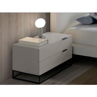 ANGEL CERDA Table de chevet en bois gris et acier noir  