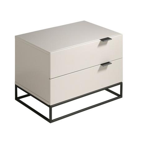 ANGEL CERDA Table de chevet en bois gris et acier noir  