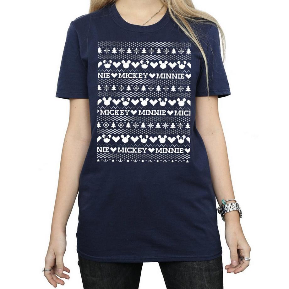 Disney Mickey Minnie T-Shirt Style Pull de Noël  