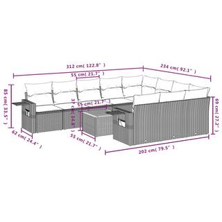 VidaXL Ensemble de canapés de jardin rotin synthétique  