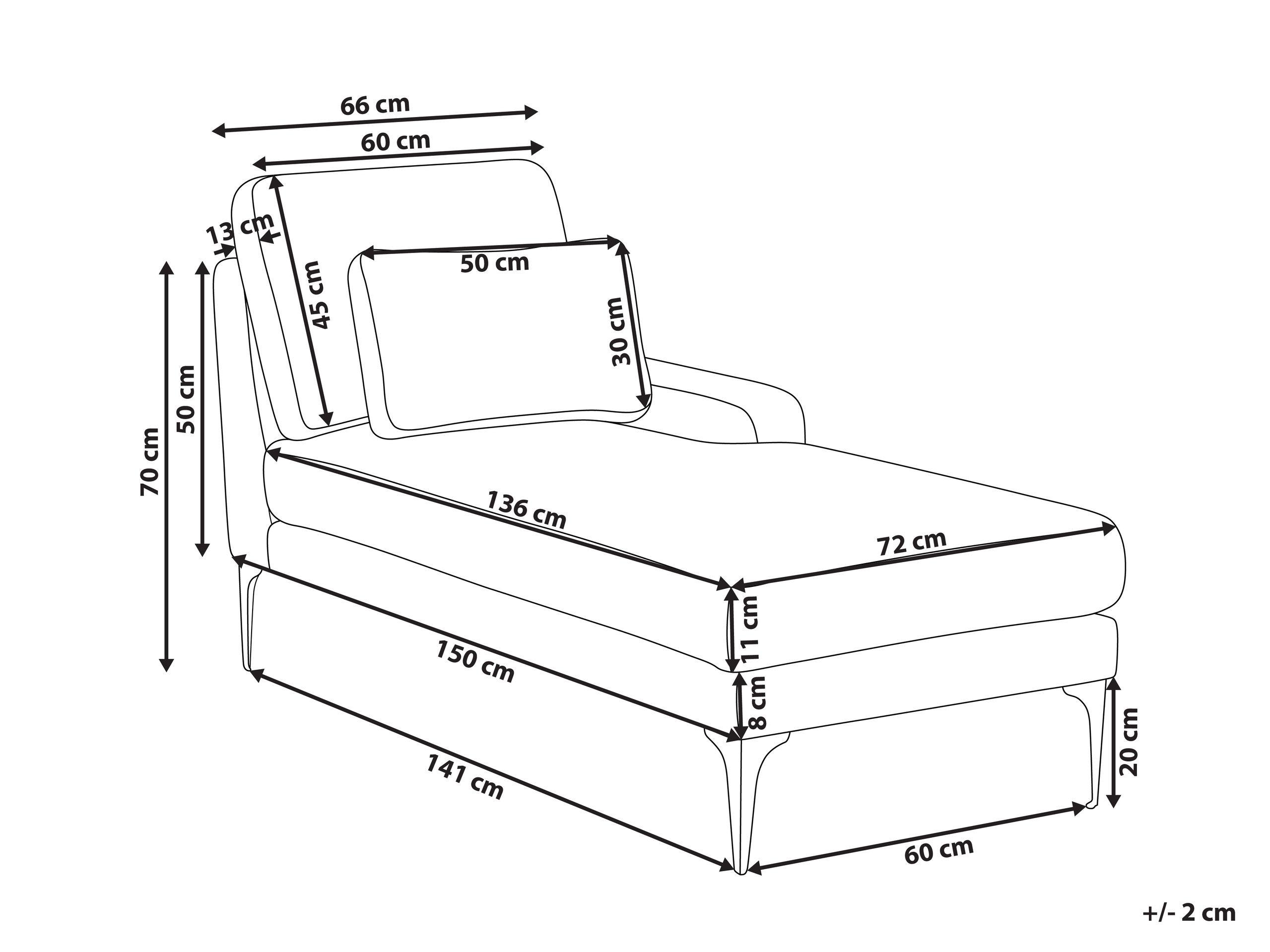 Beliani Chaise longue côté gauche en Polyester Minimaliste EWRON  